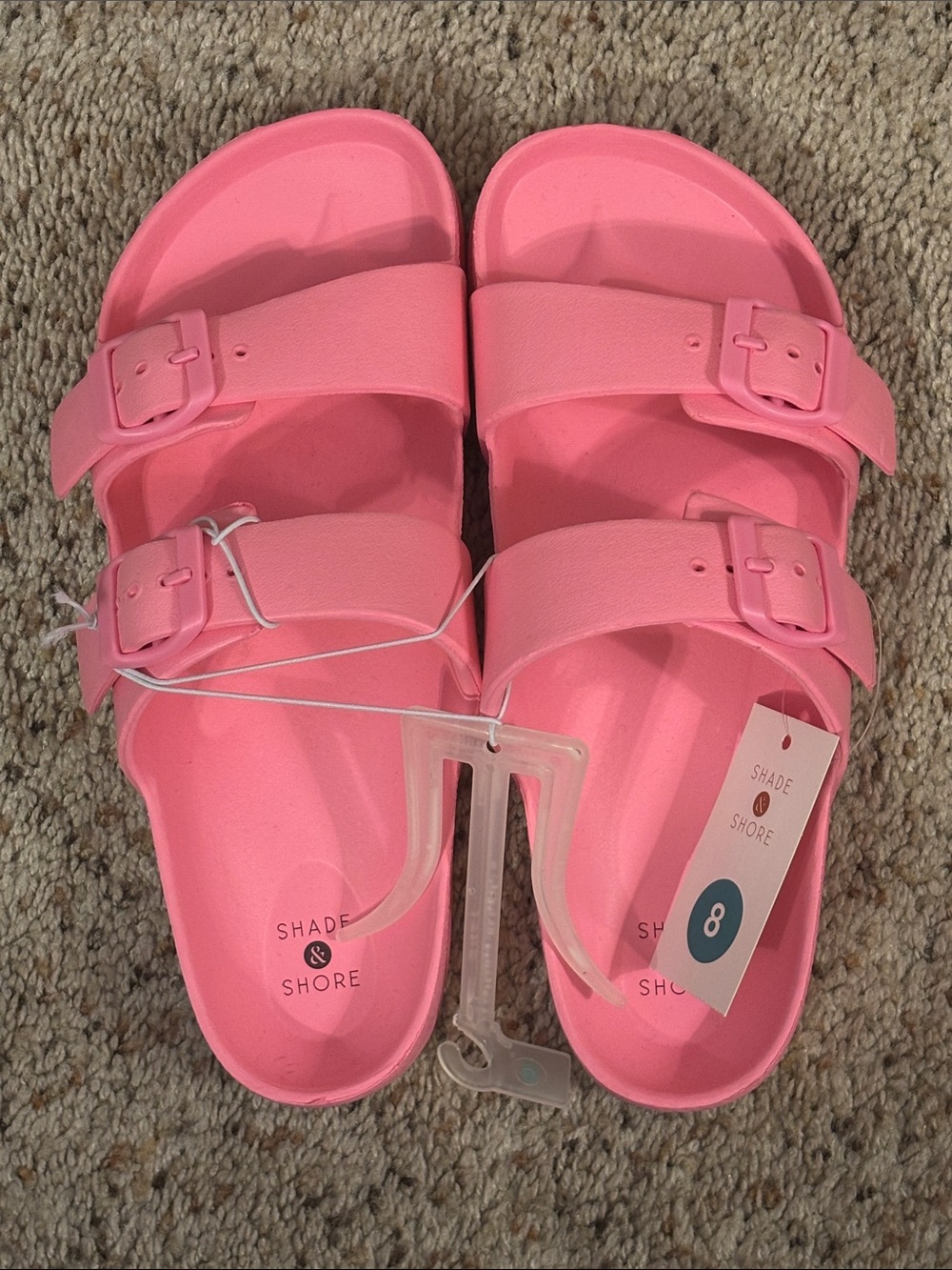 Shade & Shore Bubblegum Pink Double-Strap Buckle Slides